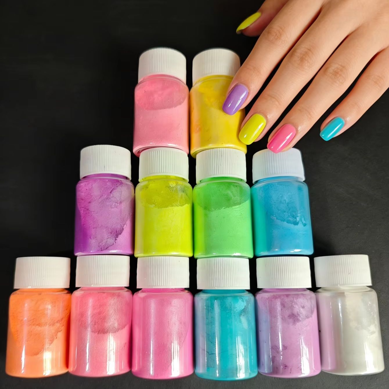 12 Colors Fluorescent Neon Pea - Resin Glitter Pack ulasan dan harga